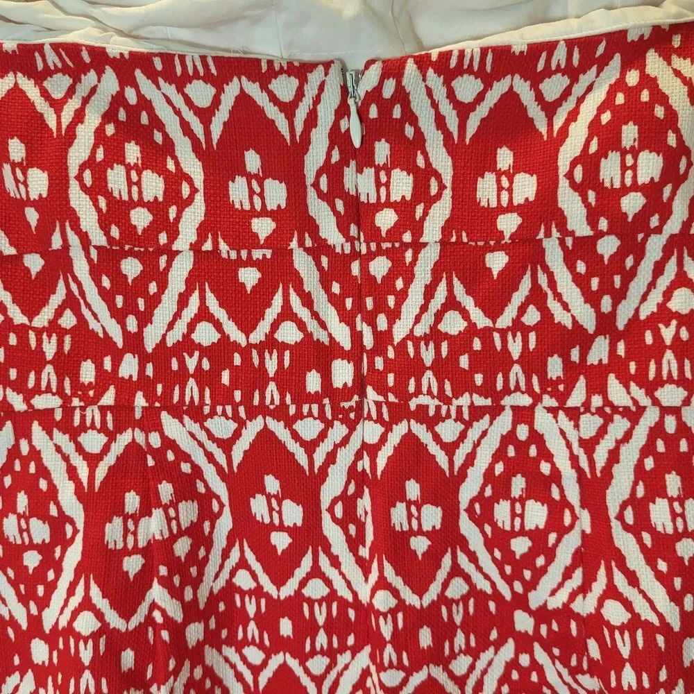 J. Crew Strapless Red and White Dress - Size 6